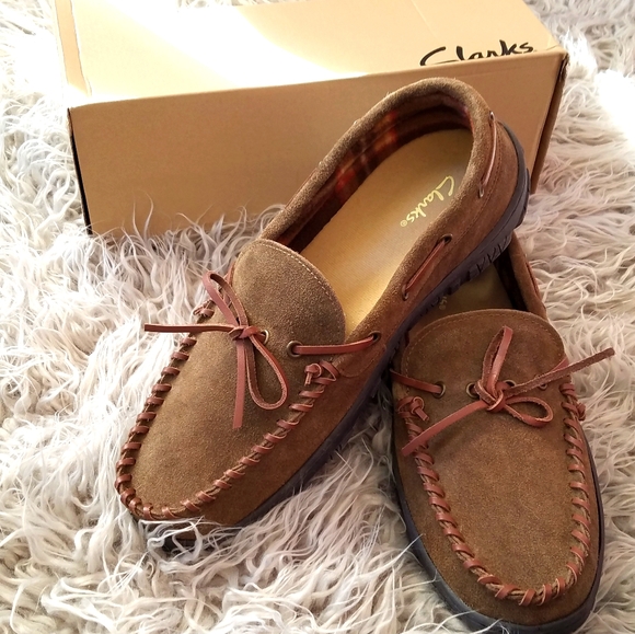 clarks mens leather slippers